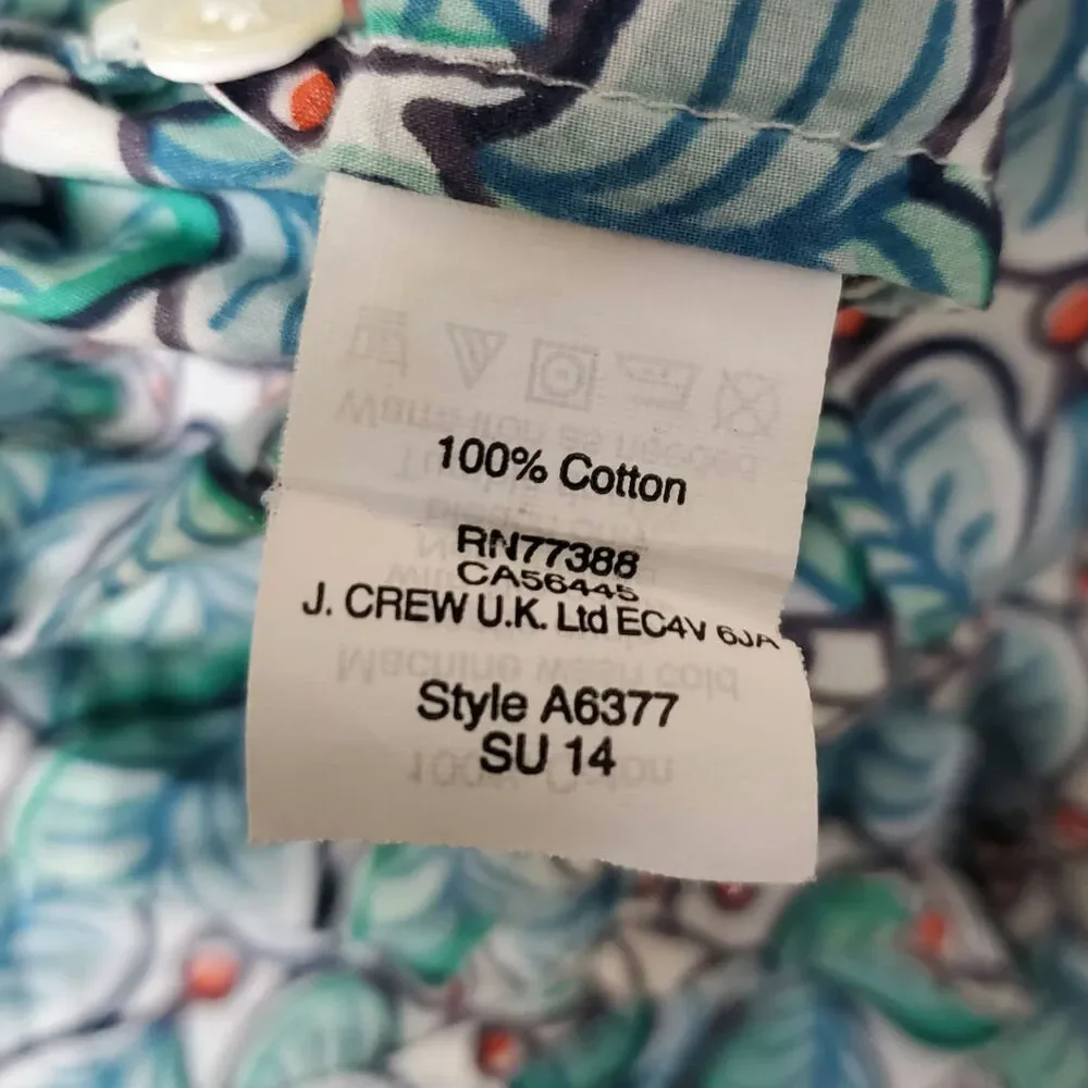 J.Crew Foliage Print Long Sleeve Blouse 8